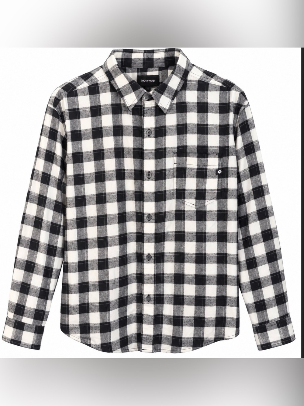 Marmot Men’s Black & White Plaid Long Sleeve Button-Up Shirt XL